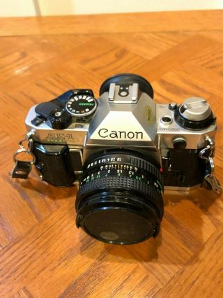 Vintage Canon Ae - 1 35 Mm Slr Film Camera - Black With Accessories