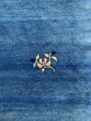 Antique Chinese Peking blue rug fragment 1900’s 7’4” x 4’4” w/ pavilion 3