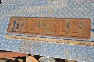 Vintage Embossed Oil Well Pump Oil Field Hit Miss Gas Engine Steel Sign