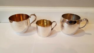 Sterling Silver Baby Child Cups Set Of 3,  Webster 4650,  7645,  Vintage
