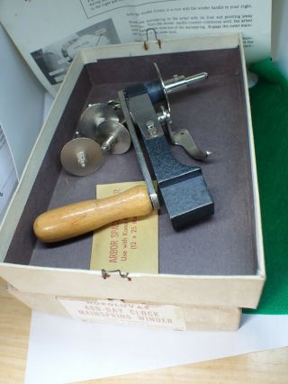 Vintage Horolovar Clock Repairman 400 Day Clock Mainspring Winder,  Box Ins Tool