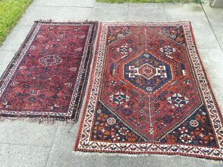 Antico - Swiss 2 Antique Indoghashghaii Rugs 3`7 X 5`4 And 2`8 X 4`6 Ft