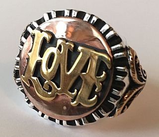 1950s 60s 70s Love Psychedelic Peace Hippie Biker Mexican Tattoo Ring Vintage