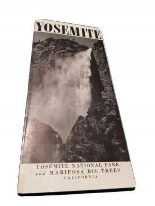 Vintage 1938 Yosemite National Park Folded Map Brochure Pamphlet California