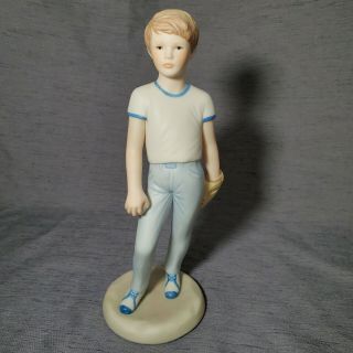 Cybis Figurine Sports Children Series Baseball Player Boy Vintage Blue Trim