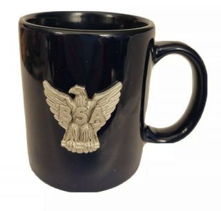 Boy Scouts Of America Cobalt Blue Coffee Mug With Bsa Eagle Pewter Emblem