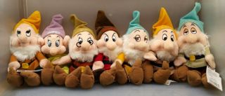 Walt Disney World Seven Dwarfs 8 " Bean Bag Plush Complete Set Of 7