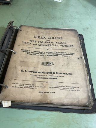 Dupont Duco Dulux Paint Chip Service Bulletins 1936 - 1938 Vintage Shop Book
