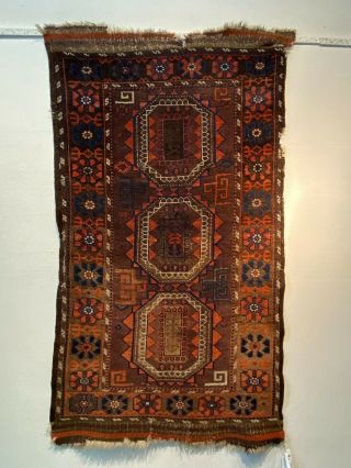 Antique Afghan Handwoven Carpet - Hand Woven Oriental Rug - 2 