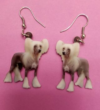 Chinese Crested Dog Lightweight Fun Earrings Jewelry