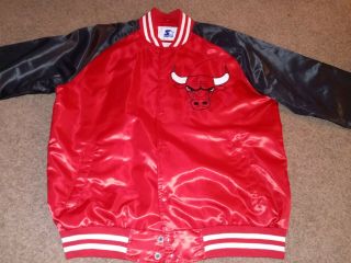 Vintage Starter Nba Chicago Bulls Red Satin Jacket Size 2x