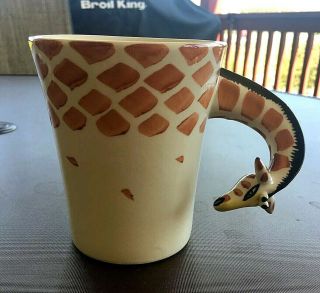 Pier 1 One Imports Large Figural 3d Giraffe Handle Mug Hand - Painted
