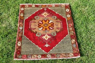 2.  3x2.  6 Ft Tribal Vintage Small Rug Handwoven Wool Red Carpet Decorative Doormat