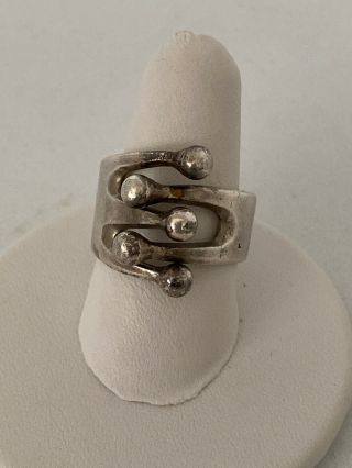 Vintage Mid Century Modernist Anna Greta Eker Age Sterling Silver Jester Ring