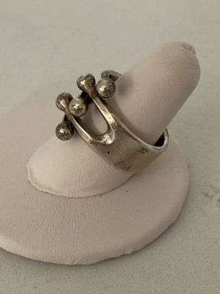 Vintage Mid Century Modernist Anna Greta Eker AGE Sterling Silver Jester Ring 2