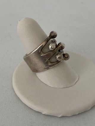 Vintage Mid Century Modernist Anna Greta Eker AGE Sterling Silver Jester Ring 3