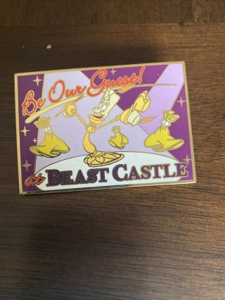 Le 100 Disney Pin✿beauty Beast Be Our Guest Postcard Castle Lumiere