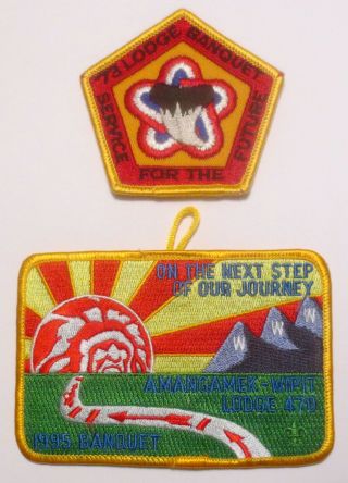 Oa Lodge 470 Amangamek - Wipit - Set Of Two Banquet Patches - 1973 & 1995 -