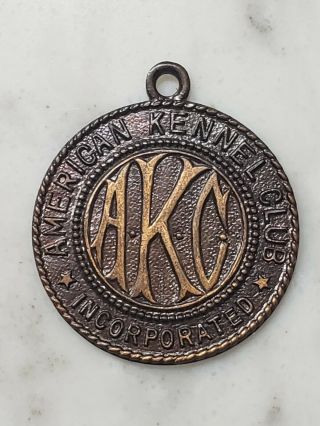 Vintage Bronze American Kennel Club Medal Medallion Pendant Charm