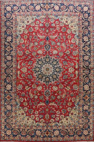 Vintage Floral Najafabad Hand - Knotted Traditional Oriental Wool Area Rug 9x12 Ft