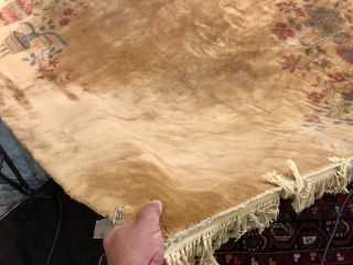 Auth: 30 ' s Antique Art Deco Chinese Rug Elegant Apricot Beauty Large 12x14 NR 4