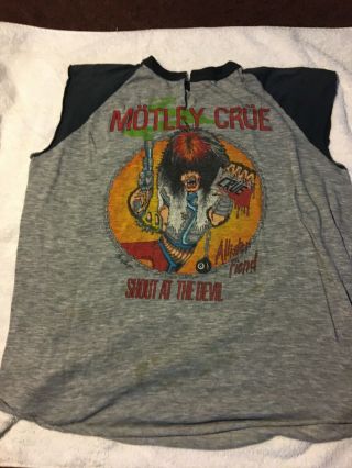 Vintage Authentic Motley Crue T Shirt.  Shout At The Devil 1983 - 84 Tour.