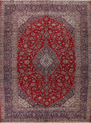10x12 Vintage Traditional Floral Oriental Hand - Knotted Wool Area Rug Red Carpet