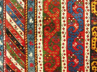 Extremely Colorful,  Sublime,  Bold,  Antique Dragon? Kazak Caucasian Rug.  Dehati.  1