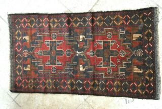 Vintage Hand Knotted Wool Prayer Rug 4 X 2.  5 Pakistan Rug Oriental Carpet Dark