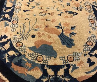 AN AWESOME ANTIQUE VINTAGE DESIGN CHINESE OVAL RUG 6