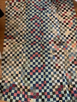 Vintage Patchwork Quilt Top Hand Sewn Stitched 55x76