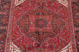 One - of - Kind Vintage Geometric Heriz Oriental Hand - Knotted 7x10 Red Wool Area Rug 4
