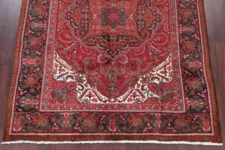 One - of - Kind Vintage Geometric Heriz Oriental Hand - Knotted 7x10 Red Wool Area Rug 5