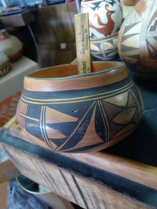 Large Antique Redware Hopi Pueblo Indian Pottery Bowl Pot - Early Maker