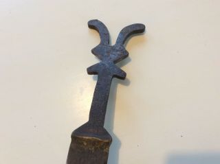 Very Unusual And Rare Old Antique African Sword With Huge Abstract Handle