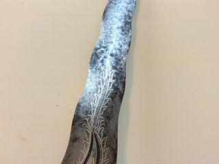Old Antique Moro Keris Kris Sword Silver Inlaid Blade