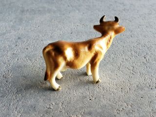 Miniature BROWN COW Figurine - bone China - Japan made 3