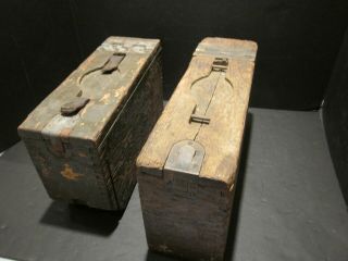 2 Old Vintage Us Military Wood Ammo Ammunition Box Chest Crate Dovetail Wwi