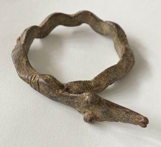 Antique Bronze North African Tribal Crocodile Bracelet Bangle Slave Trade