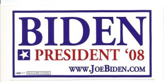 Official Joe Biden Bumper Sticker From 2008 Iowa Caucus Presidential Campaign