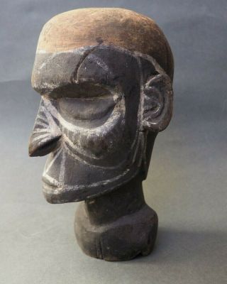 Good Unusual Oceanic Papua Guinea Carved Wooden Male Bust Substitute Head Nr