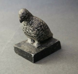 Good Small Greenland Inuit Carved Stone Bird On Base Signed Therkild Josefsen Nr