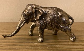 Vintage Metal Elephant Figurine 2.  5 High X 5” Wide Made In Japan