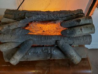 Vintage Faux Fireplace Log Set W/ Light & Sound