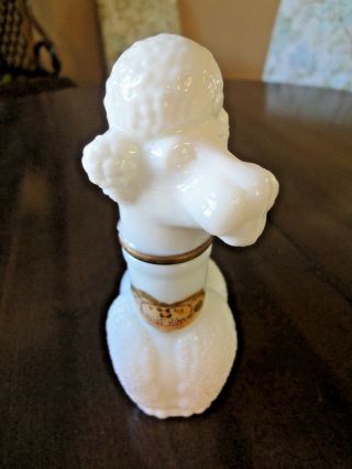 Poodle,  White Milk Glass,  Italian Rose Wine Bottle Dog Figurine