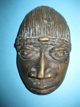 African Bronze Mask Primitif Art Nigeria ? Benin?
