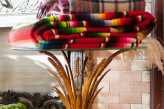 Vintage Handmade Woven Wool Mexican Saltillo Blanket Serape Tapestry Rug 84 X 51