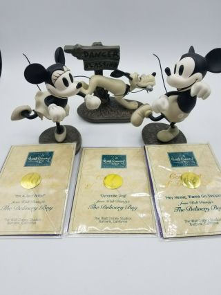 Wdcc The Delivery Boy 3pc Set Mickey,  Minnie,  Pluto,  & Title W Box