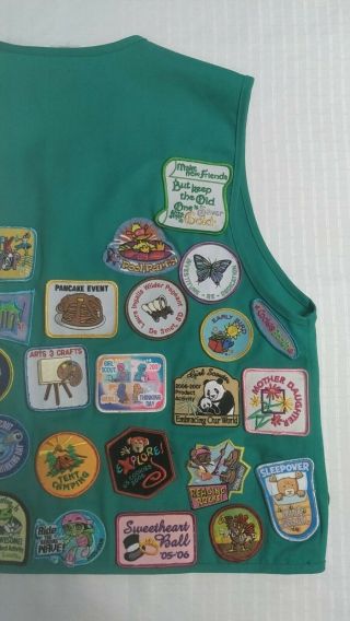Girl Scouts Usa Green Vest With Patches Size Extra Large 18 - 20 Laura Ingalls