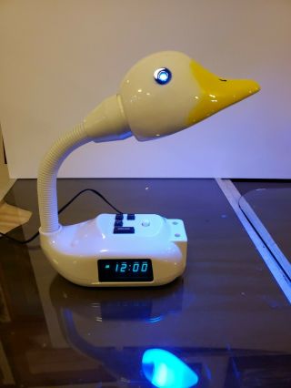 Vintage Goose Neck Digital Alarm Clock Desk Lamp Ceramic Head Taiwan